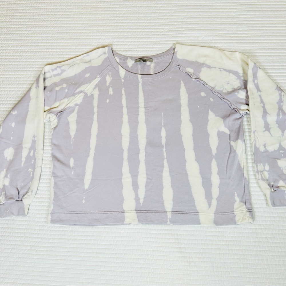 ALLSAINTS Tye Dye Sweatshirt Relaxed Lavender White Oversized